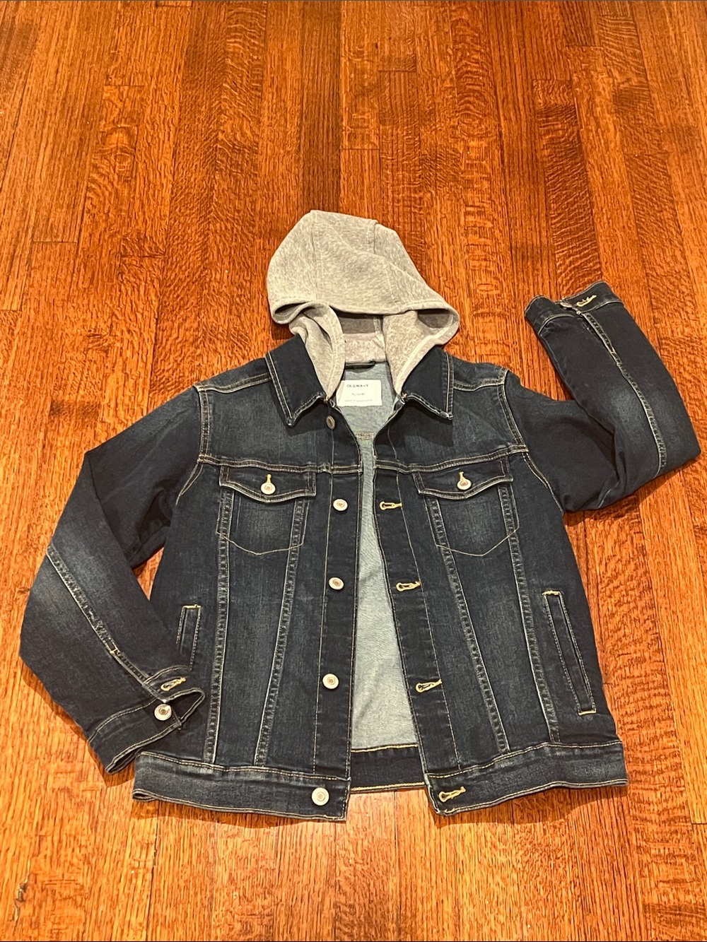 NWOT Old Navy denim jacket with fleece lined hood